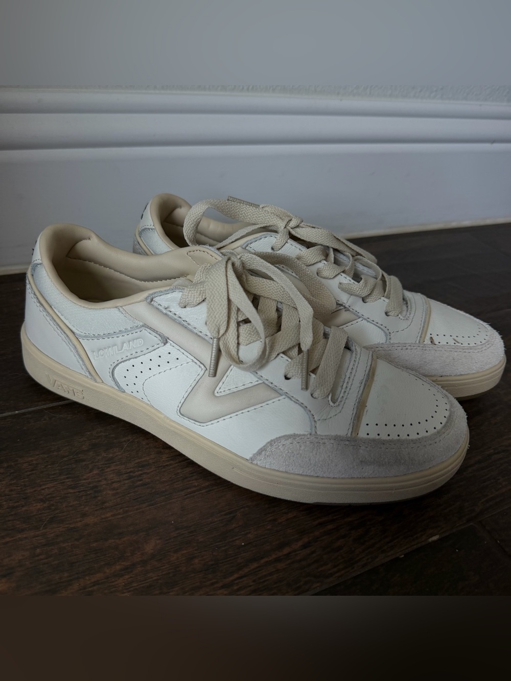 Vans Lowland CC Leather & Suede Sneakers in Cream/Tan